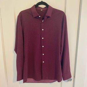 Men’s State & Liberty M - long sleeve button down - maroon with white dots